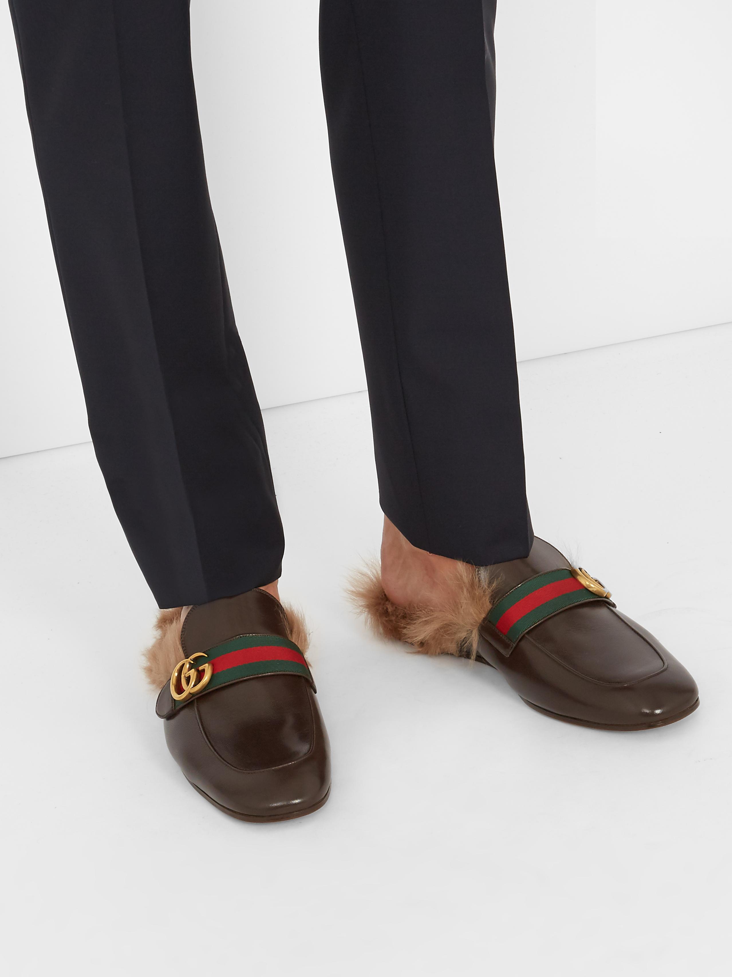 gucci princetown shearling